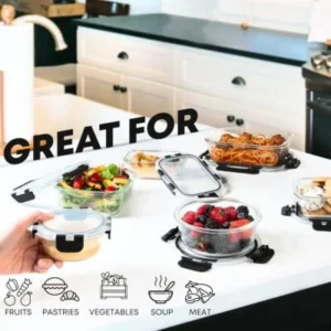 Special Discounted Price：Razab 30 PC Glass Food Storage Containers with Lids - Reusable Glass Meal Prep Containers for Lunch and Leftovers - Airtight & Leakproof Snap Locking Lids - Oven, Freezer, Microwave, Dishwasher Safe - Image 3