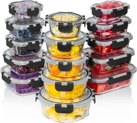Special Discounted Price：Razab 30 PC Glass Food Storage Containers with Lids - Reusable Glass Meal Prep Containers for Lunch and Leftovers - Airtight & Leakproof Snap Locking Lids - Oven, Freezer, Microwave, Dishwasher Safe